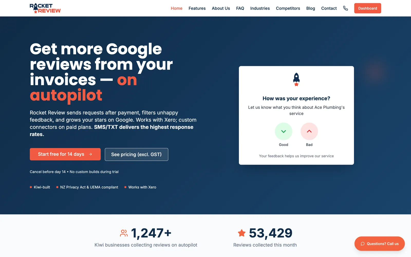 RocketReview — automated Google review requests from invoices