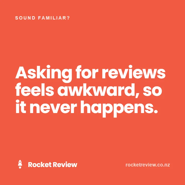 Rocket Review tile on its orange brand colour: 'Asking for reviews feels awkward, so it never happens.'